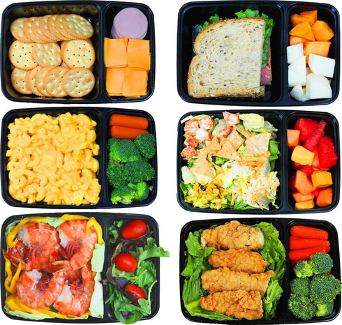 SimpleHouseware 16 Pack - 2 Compartment Food Grade Meal Prep Storage Container Boxes (28 ounces)