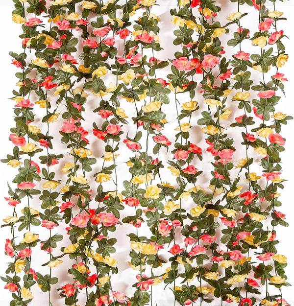Miracliy 9Pcs 74FT Flower Garland, Artificial Rose Arch Vines for Wedding, Garden Tea Party Decoration