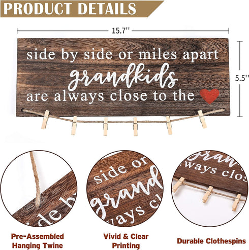 Grandparents Gifts from Grandchildren, Photo Holder for Side by Side or Miles Apart, Great for Christmas Birthday