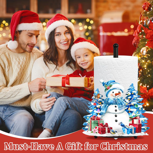 LXXTK Countertop Set 12.2" 7" Snowman Paper Towel Holder Christmas Kitchen and Bathroom Decor Waterproof Metal Paper