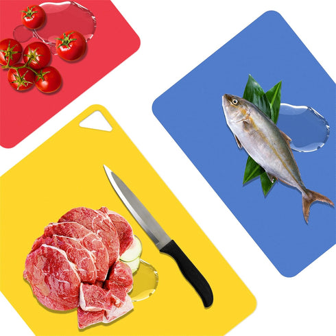 WK Plastic Cutting Board Set of 3, Flexible Non-Slip Mats, Dishwasher Safe, BPA Free, Multi Sizes
