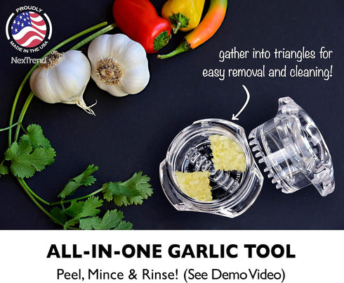 Nextrend Garlic Twister 4th Generation, 3-5 Clove Capacity, Dishwasher-safe, BPA-Free, Clear