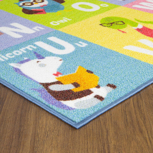3x5 KC Cubs ABC Alphabet Animal Rug Educational Non-Slip Play Mat for Kids, Toddlers, Nursery, Classroom, Playroom
