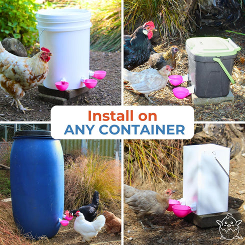 5 Pack) Lil'Clucker - Large Automatic Chicken Waterer Cups Suitable for Ducks, Geese, Turkeys, and Bunny Rabbit - Water