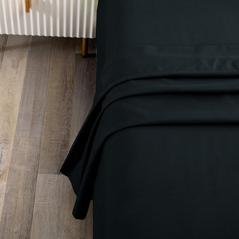Sfoothome Twin Flat Sheet Black, Premium 1-Piece Hotel Quality Bedding, 1500 Thread Count, Stain-Resistant