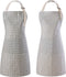 Tosewever 2 Pieces Kitchen Cooking Aprons, Waterproof Linen Adjustable Bib Aprons with 2 Pockets for Women Men Chef
