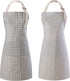 Tosewever 2 Pieces Kitchen Cooking Aprons, Waterproof Linen Adjustable Bib Aprons with 2 Pockets for Women Men Chef