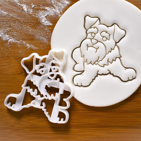 Set of 2 Mini Schnauzer Cookie Cutters (Body & Face Designs), 2 Pieces - Bakerlogy