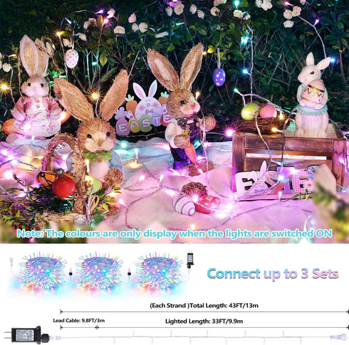 65FT 200 8 Joomer Easter String Lights LED String Lights with Modes Timer Connectable Waterproof Plug-in Indoor Outdoor