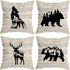 Woodland Wild Animal Throw Pillow Covers - Wolf Elk Bear Deer Camping Decor Set of 4 for Wildlife Lovers