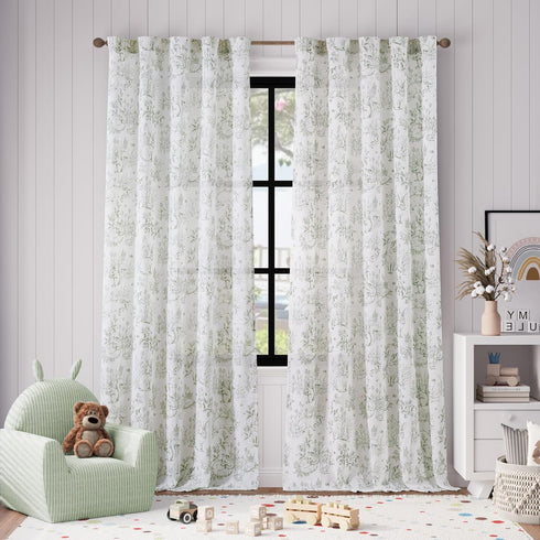 96 Inches Country 2 Vangao Sage Green Nursery Curtains for Kids Room Linen Curtains Long Farmhouse Drapes with Bunny