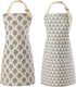 Tosewever 2 Pieces Cotton Linen Waterproof Bib Apron, Unisex Cooking Kitchen Aprons with 2 Pockets (Triangle/Tree, 2)