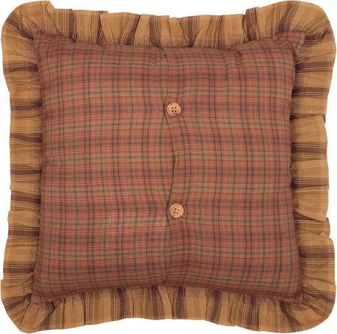 VHC Brands Prescott Plaid Cotton Rustic Square Pillow, 16x16 Filled Bedding Accessory