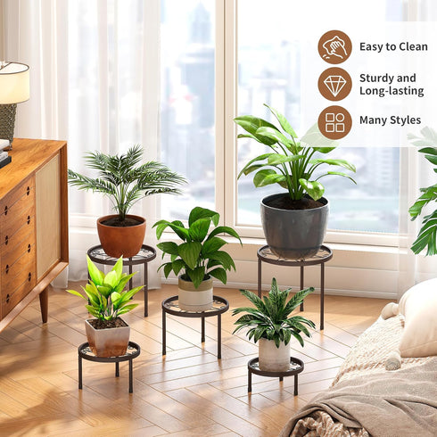 5 Pack Plant Stand Indoor Outdoor Heavy Duty Metal Stand Multiple Plants, Anti-Rust Iron Flower Pot Stand Decoration