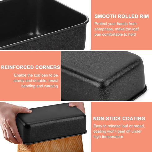 Herogo Non-Stick Loaf Pan, 9 x 5 Inch Stainless Steel Meatloaf Baking Pan, Oven Safe, Black