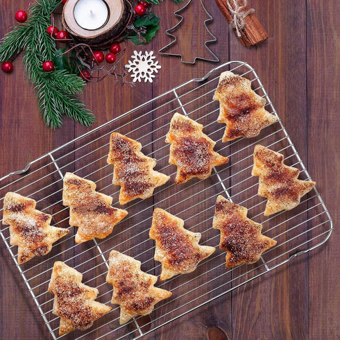 E-far Cookie Sheet with Rack Set, Half Sheet Baking Pan, 18”x13” Stainless Steel Tray with Wire Cooling Rack for