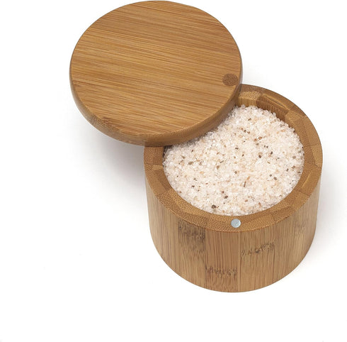 Lipper International Bamboo Wood Salt or Spice Box with Swivel Cover, 3-1/2" x 2-3/4" by Lipper International