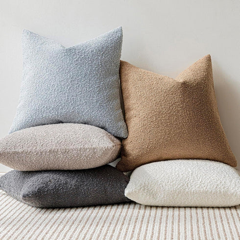 Cozy 12 20 Inch,Taupe Foindtower Textured Boucle Throw Pillow Covers Accent Solid Lumbar Pillow Cases Soft Decorative
