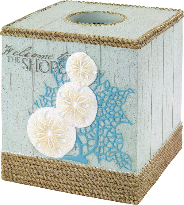 Avanti Linens Beachcomber Collection Tissue Box Cover, Guest Bathroom Essentials, Beach Inspired Home Decor