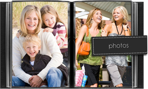 Pioneer Photo Albums Mini Photo Album - 36-Pocket 4x6-Inch "Photos" Strap Sewn Leatherette Cover, Black