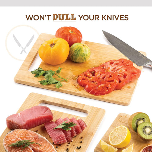 Set 4 Bamboo Cutting Board of - Wooden Cutting Boards for Kitchen with Juice Groove - Large Butcher Block, Cheese Board