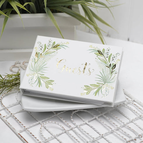 Spiral Bound Compact Wedding/Event Guest Book, 7.5 x 5.75-Inch, Greenery