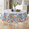 Newbridge Boho Chic Paisley Vinyl Tablecloth with Flannel Backing, 70 Inch Round, Blue Red Pink Floral Print