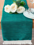 Teal Green Kitchen Table Runners with Macrame Lace Boho Decor (Pack of 1, 13x90 inch) - Properly Finished, No Fray Edges