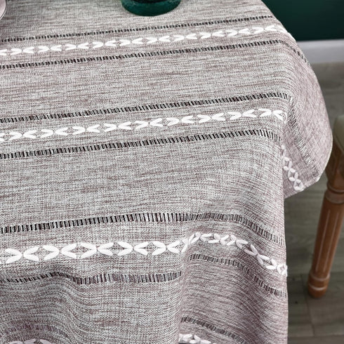 36x36 inch) NEWISHER Rustic Farmhouse Embroidered Small Square Tablecloth Jacquard Striped Table Cloth Linen Texture