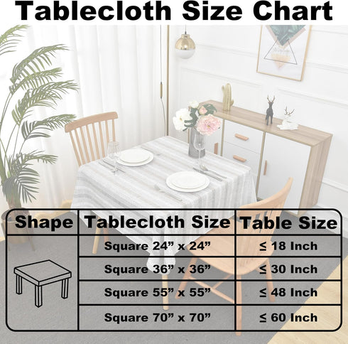 Limalred 36x36 Inch Farmhouse Striped Embroidery Small Square Tablecloth, Openwork Heavy Weight Linen Wrinkle Resistant