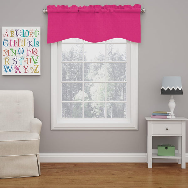 ECLIPSE Kendall Modern Scalloped Valance Rod Pocket Window Curtain, Raspberry, 42" x 18"