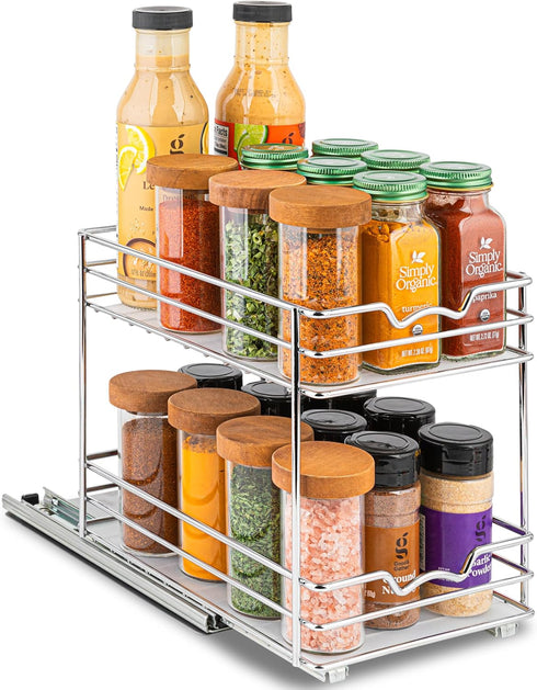 HOLDN’ STORAGE Pull Out Cabinet Organizer for Spices, Cans - Heavy Duty with Lifetime Limited Warranty, Pull Out Spice