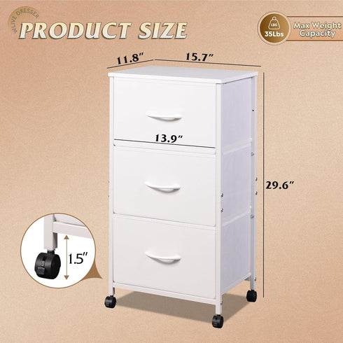 3 Closets, WLIVE Dresser with Drawers, Fabric Nightstand, Cabinet with Wheels, Organizer Storage Dresser for Bedroom