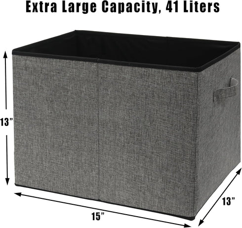 Simple Houseware Extra Large Fabric Storage Bin Basket with Handles, Dark Gray, 2 Pack.
