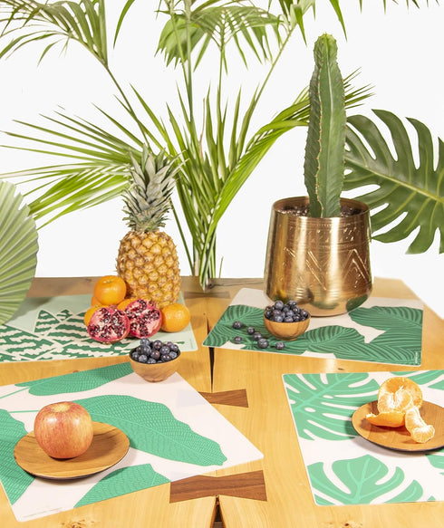 modern-twist 14 x 16 Silicone Placemat, BPA PVC-Free Table Mat, Dishwasher Safe, Conservatory Print in Tiger Aloe