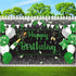 Green Silver Black Happy Birthday Banner Decorations, Champagne Glass Balloons Photo Booth Background for Party Supplies