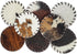 4.5" Set 8 Sunshine Cowhides Natural Cowhide Coaster - Round Assorted Tones Genuine Leather Coasters for Coffee Table
