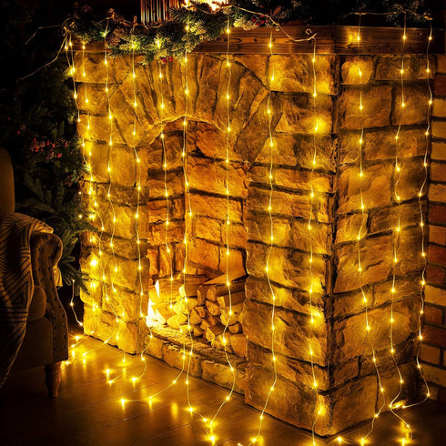 Curtain Window String Lights 6.5 x 5 Feet LED Copper Tapestry Backdrop Twinkle Fairy Lights, Battery Operated
