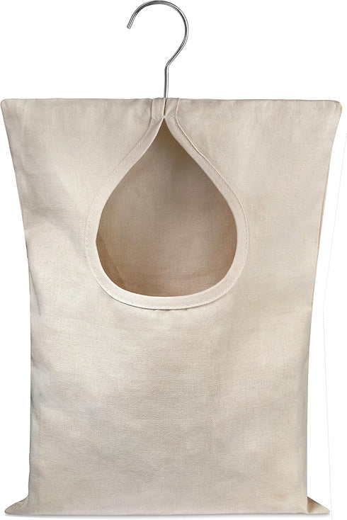 Handy Laundry Clothespin Bag - 11" x 15" - Holds 100 Medium-Sized Clothes Pins, Durable Canvas with Hook for Hanging