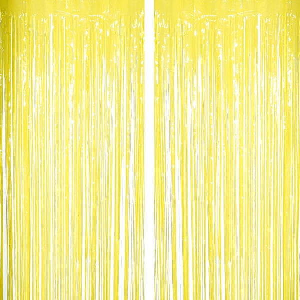 Yellow Tinsel Foil Fringe Curtains Decorations, You Are My Sunshine Baby Shower Birthday Party Props, 2pc