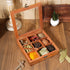 8x8 Inch 9 Ajuny Wooden Spice Box - Decorative Masala Dabba Organizer with Glass Lid, Fixed Compartments & Spoon, Spice
