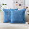 Home Brilliant Throw Pillow Covers, Decorative Soft Velvet Corduroy Striped Set of 2, Blue