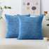 Home Brilliant Throw Pillow Covers, Decorative Soft Velvet Corduroy Striped Set of 2, Blue