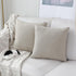 Kevin Textile Supersoft Linen Cushion Covers, Set of 2 Square Throw Pillows for Couch, 50x50 cm, Light Beige
