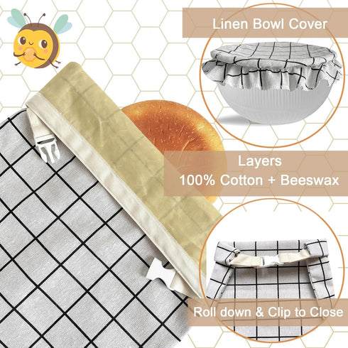 Set Beeswax Bread Bags for Homemade Bread and Bowl Cover Reusable Bread Baker Sourdough Bags