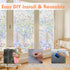 Window Privacy Film Rainbow Window Clings, 3D Decorative Stained Glass Vinyl Anti UV Non-Adhesive Covering