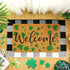 Fabbay 2 Pcs Fall Welcome Doormat Layered Buffalo Plaid Rug Halloween Coir Mats Pumpkin Rug for Fall Autumn Thanksgiving Halloween Front Porch Indoor Outdoor(Plaid, Clover,Black, White) by Fabbay