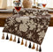 Floral Dark Brown Table Runner for Living Room Jacquard Flower Dining Table