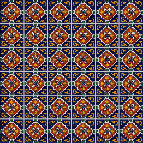 3x3 Blue Granada Talavera Mexican Tile, 16 pcs
