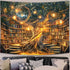 Xguatan Fantasy Library Tapestry, Mysterious Forest Tree Magic Bookshelf Aesthetic Tapestries , Witchy
